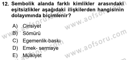 Toplumsal Tabakalaşma ve Eşitsizlik Dersi 2018 - 2019 Yılı 3 Ders Sınav Soruları 12. Soru