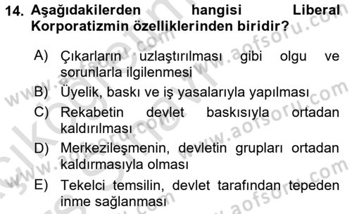 Toplumsal Tabakalaşma ve Eşitsizlik Dersi 2018 - 2019 Yılı 3 Ders Sınav Soruları 14. Soru