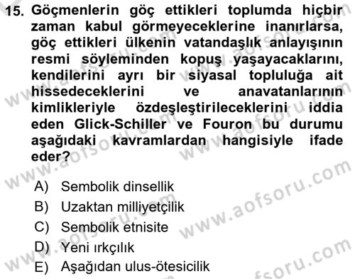 Toplumsal Tabakalaşma ve Eşitsizlik Dersi 2018 - 2019 Yılı 3 Ders Sınav Soruları 15. Soru