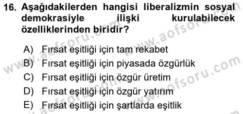 Toplumsal Tabakalaşma ve Eşitsizlik Dersi 2018 - 2019 Yılı 3 Ders Sınav Soruları 16. Soru