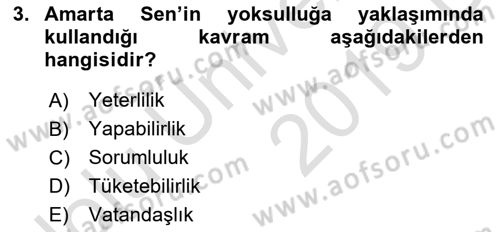 Toplumsal Tabakalaşma ve Eşitsizlik Dersi 2018 - 2019 Yılı 3 Ders Sınav Soruları 3. Soru