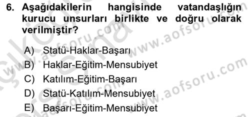 Toplumsal Tabakalaşma ve Eşitsizlik Dersi 2018 - 2019 Yılı 3 Ders Sınav Soruları 6. Soru