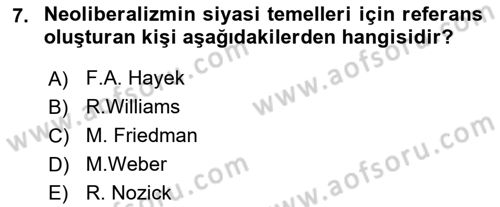 Toplumsal Tabakalaşma ve Eşitsizlik Dersi 2018 - 2019 Yılı 3 Ders Sınav Soruları 7. Soru