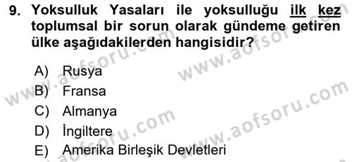 Toplumsal Tabakalaşma ve Eşitsizlik Dersi 2018 - 2019 Yılı 3 Ders Sınav Soruları 9. Soru