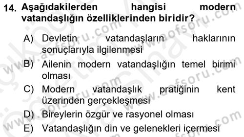 Toplumsal Tabakalaşma ve Eşitsizlik Dersi 2018 - 2019 Yılı (Vize) Ara Sınav Soruları 14. Soru