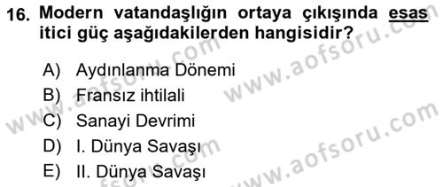 Toplumsal Tabakalaşma ve Eşitsizlik Dersi 2018 - 2019 Yılı (Vize) Ara Sınav Soruları 16. Soru