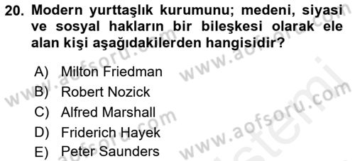 Toplumsal Tabakalaşma ve Eşitsizlik Dersi 2018 - 2019 Yılı (Vize) Ara Sınav Soruları 20. Soru