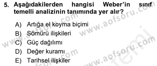 Toplumsal Tabakalaşma ve Eşitsizlik Dersi 2018 - 2019 Yılı (Vize) Ara Sınav Soruları 5. Soru