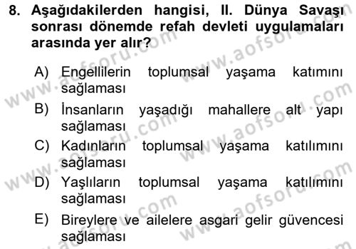 Toplumsal Tabakalaşma ve Eşitsizlik Dersi 2018 - 2019 Yılı (Vize) Ara Sınav Soruları 8. Soru