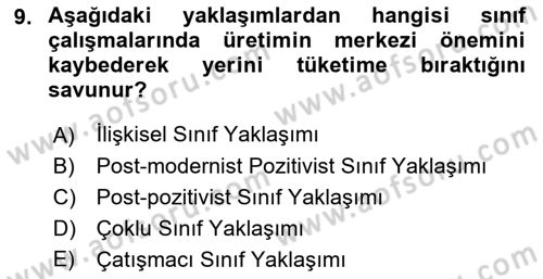 Toplumsal Tabakalaşma ve Eşitsizlik Dersi 2018 - 2019 Yılı (Vize) Ara Sınav Soruları 9. Soru