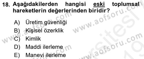 Toplumsal Tabakalaşma ve Eşitsizlik Dersi 2018 - 2019 Yılı (Final) Dönem Sonu Sınav Soruları 18. Soru