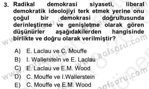 Toplumsal Tabakalaşma ve Eşitsizlik Dersi 2018 - 2019 Yılı (Final) Dönem Sonu Sınav Soruları 3. Soru