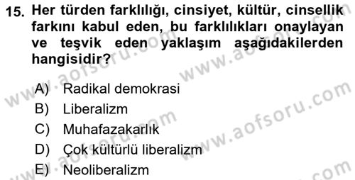 Toplumsal Tabakalaşma ve Eşitsizlik Dersi 2018 - 2019 Yılı Yaz Okulu Sınav Soruları 15. Soru