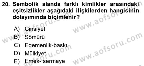 Toplumsal Tabakalaşma ve Eşitsizlik Dersi 2018 - 2019 Yılı Yaz Okulu Sınav Soruları 20. Soru