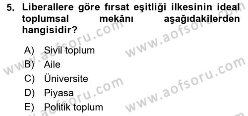 Toplumsal Tabakalaşma ve Eşitsizlik Dersi 2018 - 2019 Yılı Yaz Okulu Sınav Soruları 5. Soru