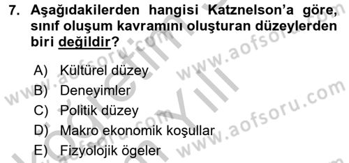 Toplumsal Tabakalaşma ve Eşitsizlik Dersi 2018 - 2019 Yılı Yaz Okulu Sınav Soruları 7. Soru