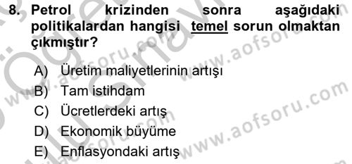 Toplumsal Tabakalaşma ve Eşitsizlik Dersi 2018 - 2019 Yılı Yaz Okulu Sınav Soruları 8. Soru