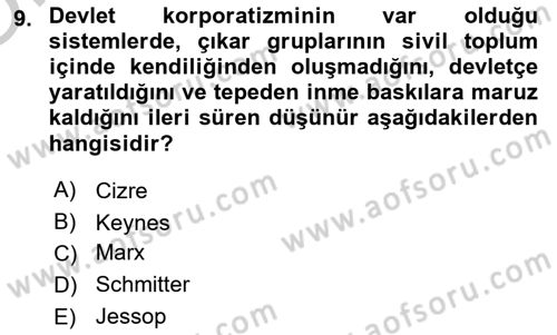 Toplumsal Tabakalaşma ve Eşitsizlik Dersi 2018 - 2019 Yılı Yaz Okulu Sınav Soruları 9. Soru