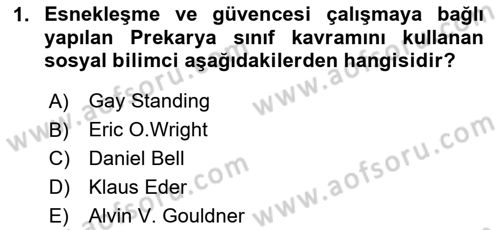 Toplumsal Tabakalaşma ve Eşitsizlik Dersi 2020 - 2021 Yılı Yaz Okulu Sınav Soruları 1. Soru