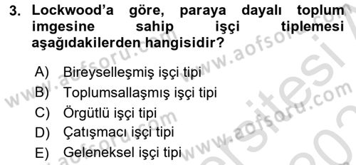 Toplumsal Tabakalaşma ve Eşitsizlik Dersi 2020 - 2021 Yılı Yaz Okulu Sınav Soruları 3. Soru