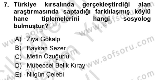 Toplumsal Tabakalaşma ve Eşitsizlik Dersi 2020 - 2021 Yılı Yaz Okulu Sınav Soruları 7. Soru