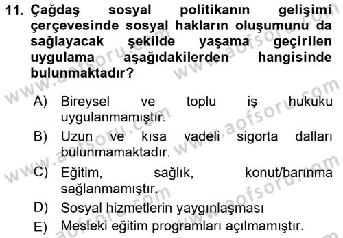 Toplumsal Tabakalaşma ve Eşitsizlik Dersi 2021 - 2022 Yılı (Vize) Ara Sınav Soruları 11. Soru