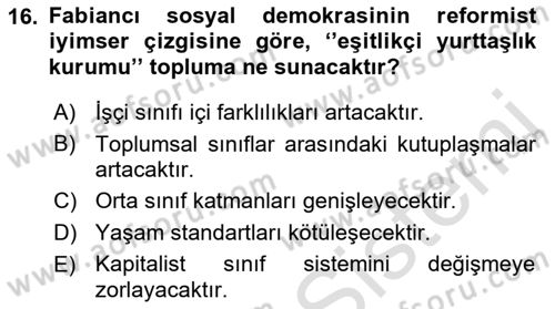 Toplumsal Tabakalaşma ve Eşitsizlik Dersi 2021 - 2022 Yılı (Vize) Ara Sınav Soruları 16. Soru