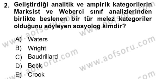 Toplumsal Tabakalaşma ve Eşitsizlik Dersi 2021 - 2022 Yılı (Vize) Ara Sınav Soruları 2. Soru