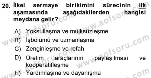 Toplumsal Tabakalaşma ve Eşitsizlik Dersi 2021 - 2022 Yılı (Vize) Ara Sınav Soruları 20. Soru