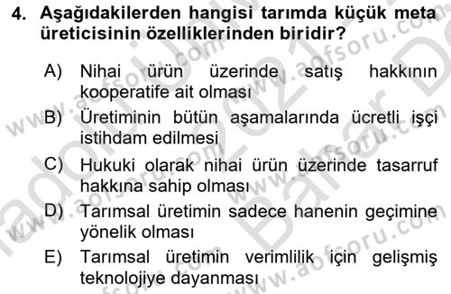 Toplumsal Tabakalaşma ve Eşitsizlik Dersi 2021 - 2022 Yılı (Vize) Ara Sınav Soruları 4. Soru