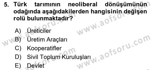 Toplumsal Tabakalaşma ve Eşitsizlik Dersi 2021 - 2022 Yılı (Vize) Ara Sınav Soruları 5. Soru