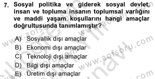 Toplumsal Tabakalaşma ve Eşitsizlik Dersi 2021 - 2022 Yılı (Vize) Ara Sınav Soruları 7. Soru