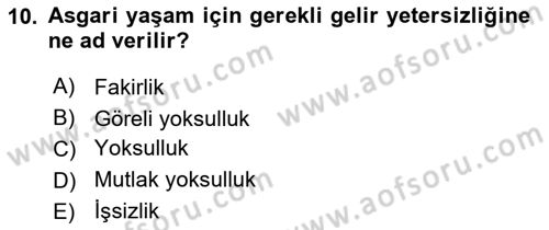 Toplumsal Tabakalaşma ve Eşitsizlik Dersi 2021 - 2022 Yılı (Final) Dönem Sonu Sınav Soruları 10. Soru
