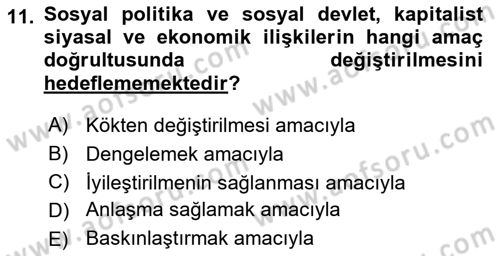 Toplumsal Tabakalaşma ve Eşitsizlik Dersi 2021 - 2022 Yılı (Final) Dönem Sonu Sınav Soruları 11. Soru