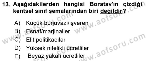 Toplumsal Tabakalaşma ve Eşitsizlik Dersi 2021 - 2022 Yılı (Final) Dönem Sonu Sınav Soruları 13. Soru
