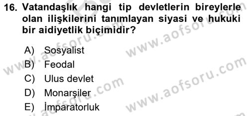 Toplumsal Tabakalaşma ve Eşitsizlik Dersi 2021 - 2022 Yılı (Final) Dönem Sonu Sınav Soruları 16. Soru