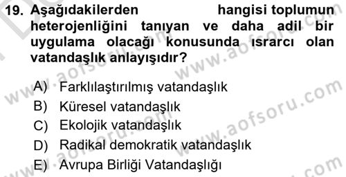 Toplumsal Tabakalaşma ve Eşitsizlik Dersi 2021 - 2022 Yılı (Final) Dönem Sonu Sınav Soruları 19. Soru