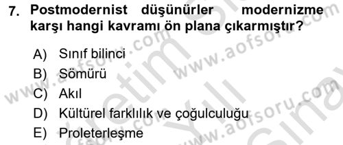 Toplumsal Tabakalaşma ve Eşitsizlik Dersi 2021 - 2022 Yılı (Final) Dönem Sonu Sınav Soruları 7. Soru