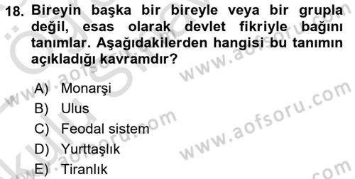 Toplumsal Tabakalaşma ve Eşitsizlik Dersi 2021 - 2022 Yılı Yaz Okulu Sınav Soruları 18. Soru