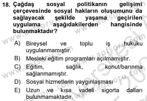 Toplumsal Tabakalaşma ve Eşitsizlik Dersi 2022 - 2023 Yılı Yaz Okulu Sınav Soruları 18. Soru