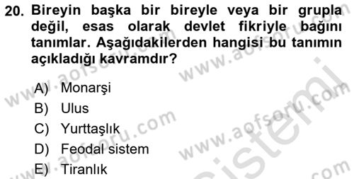 Toplumsal Tabakalaşma ve Eşitsizlik Dersi 2022 - 2023 Yılı Yaz Okulu Sınav Soruları 20. Soru