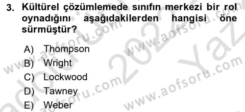 Toplumsal Tabakalaşma ve Eşitsizlik Dersi 2022 - 2023 Yılı Yaz Okulu Sınav Soruları 3. Soru
