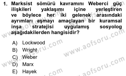 Toplumsal Tabakalaşma ve Eşitsizlik Dersi 2023 - 2024 Yılı (Vize) Ara Sınav Soruları 1. Soru
