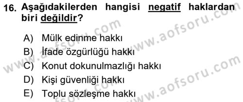 Toplumsal Tabakalaşma ve Eşitsizlik Dersi 2023 - 2024 Yılı (Vize) Ara Sınav Soruları 16. Soru