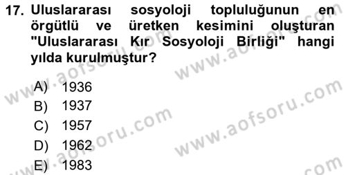 Toplumsal Tabakalaşma ve Eşitsizlik Dersi 2023 - 2024 Yılı (Vize) Ara Sınav Soruları 17. Soru