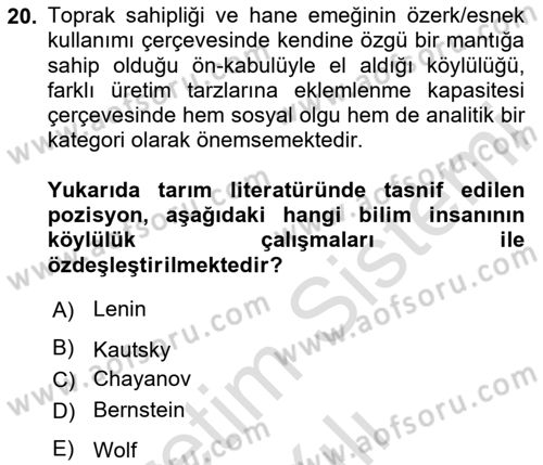 Toplumsal Tabakalaşma ve Eşitsizlik Dersi 2023 - 2024 Yılı (Vize) Ara Sınav Soruları 20. Soru