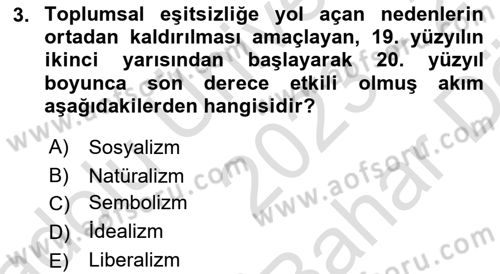 Toplumsal Tabakalaşma ve Eşitsizlik Dersi 2023 - 2024 Yılı (Vize) Ara Sınav Soruları 3. Soru