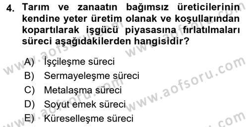 Toplumsal Tabakalaşma ve Eşitsizlik Dersi 2023 - 2024 Yılı (Vize) Ara Sınav Soruları 4. Soru