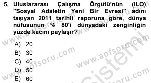 Toplumsal Tabakalaşma ve Eşitsizlik Dersi 2023 - 2024 Yılı (Vize) Ara Sınav Soruları 5. Soru