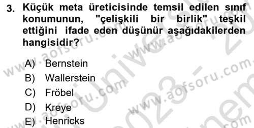 Toplumsal Tabakalaşma ve Eşitsizlik Dersi 2023 - 2024 Yılı (Final) Dönem Sonu Sınav Soruları 3. Soru
